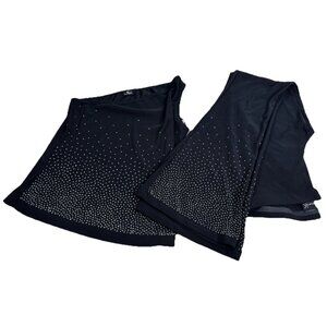 VTG Formula X  Tank (M) & Pants (S) Set Embellished Black Stretch Bootcut EUC